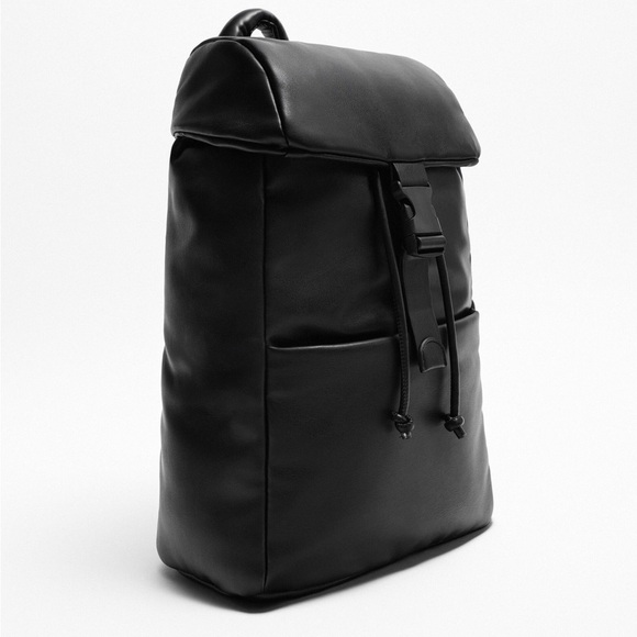 NWT. Zara Black Soft Quilted Backpack. main image 2